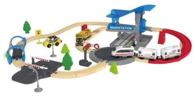 Playtive Holz Eisenbahn Set City Express Holzspielzeug 51-teilig