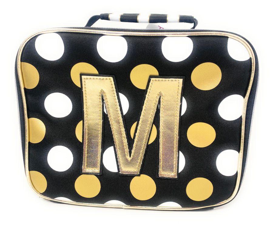 Justice Black Stripe and Dot Set ~Backpack/Wristlet & Lunch Box