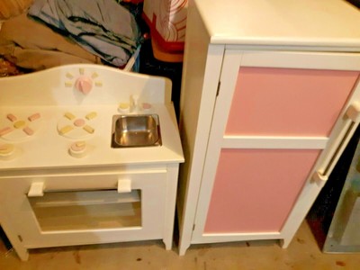 Pottery Barn Kids Pink White Stove Sink Fridge Kitchen Play Set