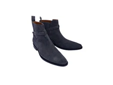Handmade Mens Dark gray Suede Jodhpurs Boot, Men Punk rock Ankle Suede Boots