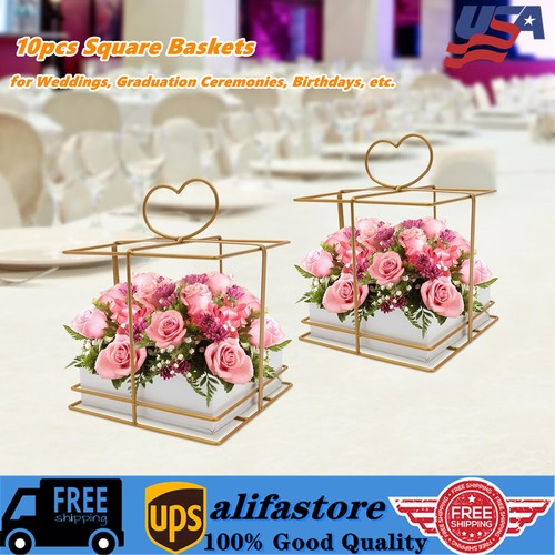 10Pcs Flower Vase Garden Flowers Basket Plants Stand Wedding Venue Party Decor