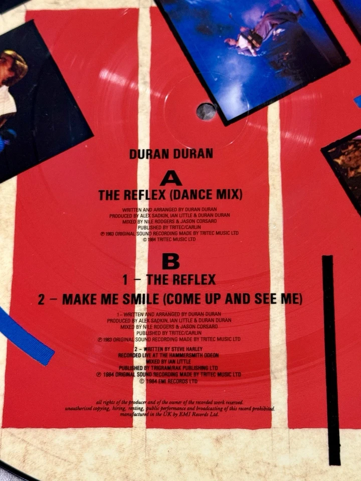 Duran Duran – The Reflex Dance Mix 12” Picture Disc Vinyl 1984 EMI Rare 80s - Image 4 of 4