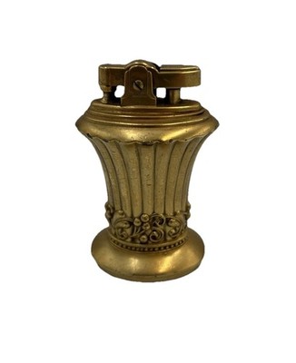 Vintage Gold Plate Ronson Newport Table Lighter Newark Used Untested Refillable