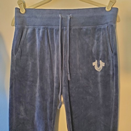 True Religion Track Suit Womens XS Blue Full Zip Jacket Sweatpants Velour Cozy - Picture 8 of 19