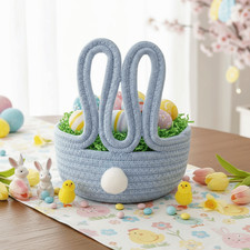Cartoon Easter Bunny Basket Cotton Rope Toys Storage Basket  Office Desk