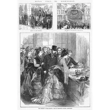 BIRMINGHAM The Prince & Princess of Wales Visit to the City - Antique Print 1874