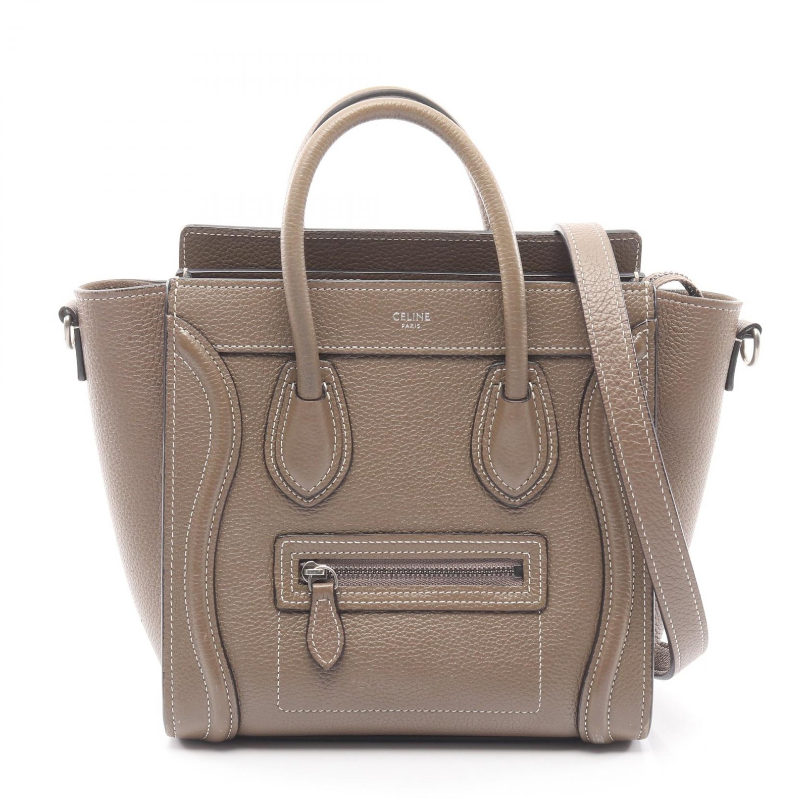 CELINE Luggage Nano Shopper crossbody shoulder Handbag 189243HSC leather gray
