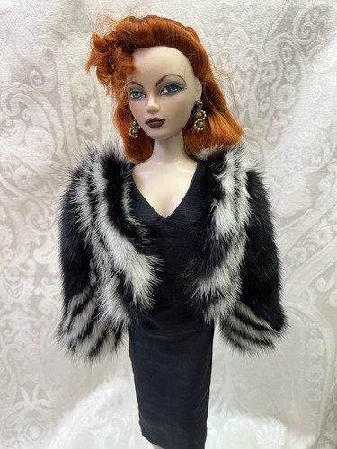 Schwarz weißer echter Nerz Pelz Bolero Mantel für Gene Tyler Sydney Puppen ~ Dimitha - Bild 12 von 16