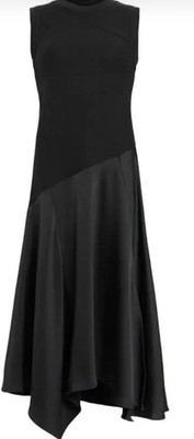 NEU  175 ALLSAINTS Schwarzes Midi Kleid LBD Elegant Black Dress Asymmetric 40 L 