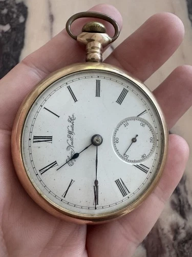 Antique Elgin Pocket Watch Size 18s 11 jewels Gold Filled Wadsworth Case 1891