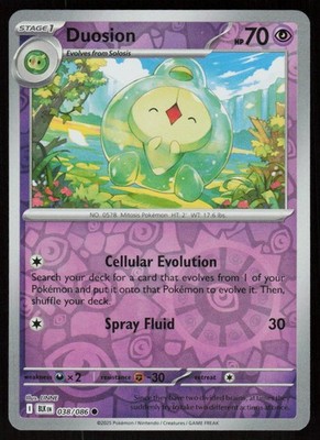 Duosion 038/086 Common Black Bolt Pokemon Reverse Holo Near Mint