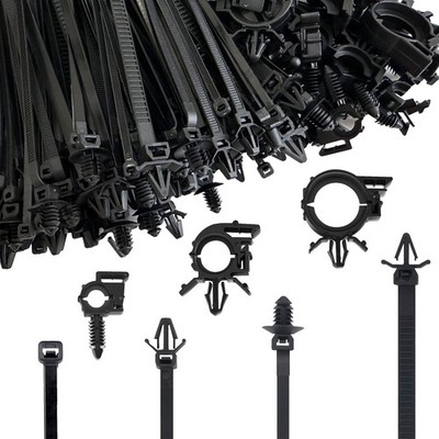 180pcs Push Mount Cable Zip Tie with Car Wire Loom Routing 180pcs, Ct-180pcs