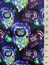 Alice in Wonderland Custom Fabric Fat Quarter 18 x28 Cotton Spandex Cheshire