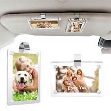 2Pcs Car Picture Holder, Acrylic Magnetic Visor Photo Clip, Personalized Picture