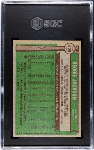 SGC 7 - 1976 Topps #500 Reggie Jackson ALL-STAR Oakland A's HOF - Picture 2 of 2