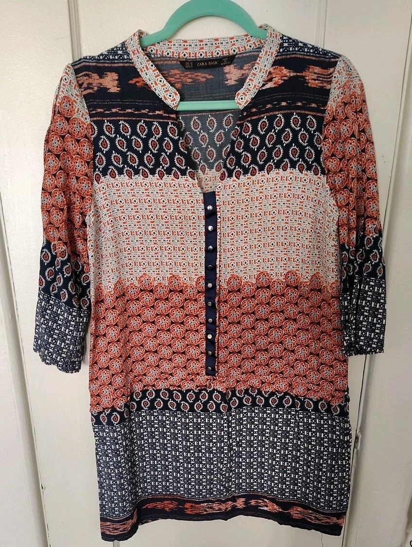 Zara basic dress Sz Medium Pullover Geometric Pat… - image 1
