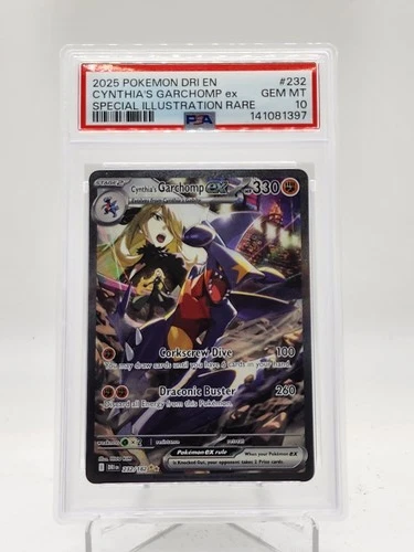 CYNTHIA'S GARCHOMP EX 2025 POKEMON DESTINED RIVALS SIR #232 PSA 10 Q0895