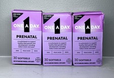 One A Day Prenatal Multivitamin 30 Softgels Each EXP 04/27- NEW SEALED-3 PACK
