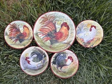 Certified International Susan Winget Le Rooster 5 Pc. Dinnerware Plates/ Bowls