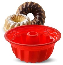Fluted Ring Bund Cake Round Silicone Baking Mould Non Stick Decorating Pan Tray