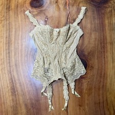 Vintage 90s Victoria Secret Corset Top Lingerie 36 Heart Lace Boned M3-16