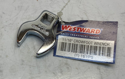 WESTWARD 11/16'' Crowfoot Wrench - 3/8'' Drive - Open End - Chrome Finish