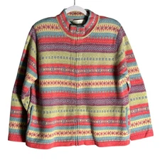 Susan Bristol Sz L Vintage Full Zip Lambswool Cardigan Sweater Pastel Y2K Swifty