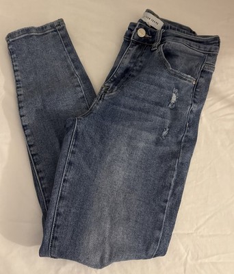 Risen Los Angeles Sz 27/5 High Rise Distressed Raw Hem Skinny Jeans Blue RDP1274