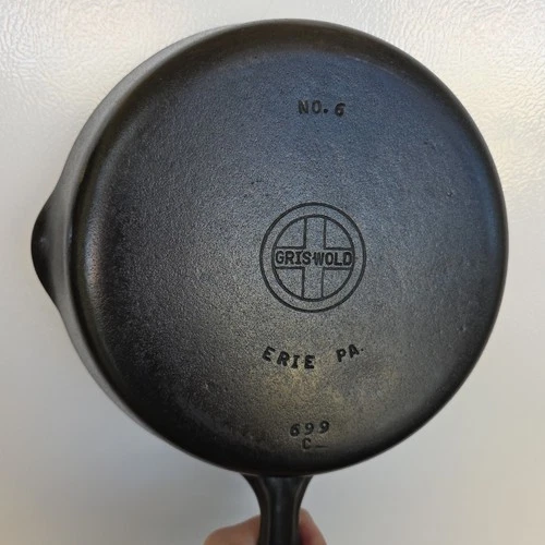 Vintage Griswold #6 Erie PA Cast Iron Skillet 699 C Double Spout