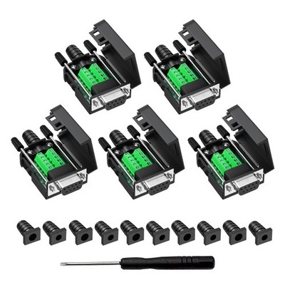 DB9 Female Breakout Connector Solderless RS232 RS485 Serial Adapter 5 PCS