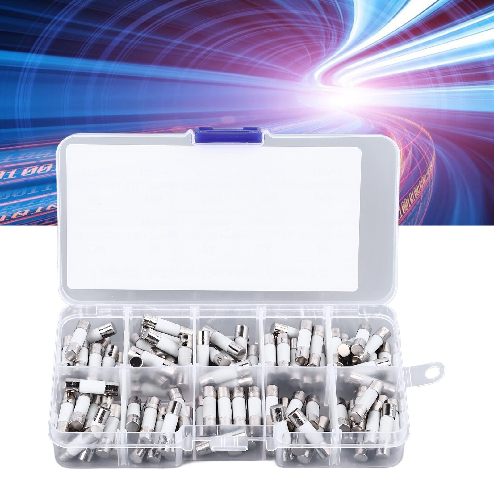 100Pcs Tube 5x20mm Ceramic Tube Assortment Kit 250V 0.5A-30A