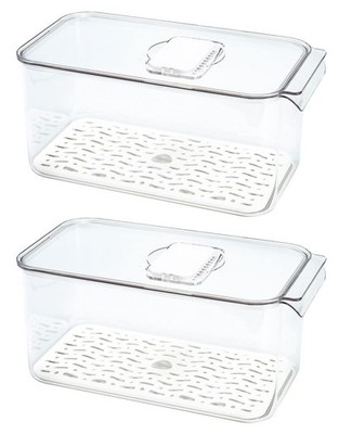 Produce Saver Refrigerator Organizer Bins with Lids And Removable Drain Tray ...