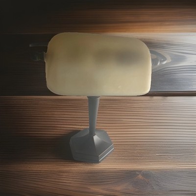 Vintage Alera Bronze Metal Bankers Lamp Glass Shade 16'' HomeDeco, Office, Rear