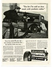 1943 B. F. Goodrich Tires Western Union Truck Lineman Milkman Vintage Print Ad