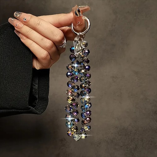 Multi-Color Beaded Phone Wrist Strap, Cellphone Lanyard Chain,Sparkling Colorful - Zdjęcie 2 z 4