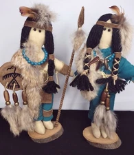 Vtg Native American Hand Made Couple w/ Papoose Mounted 1990 Sidonie Collectible