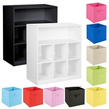 Libreria in legno larga 7 cubi scaffali portaoggetti con 6 cassetti cesti mobili