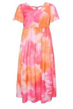 Yours LIMITED COLLECTION Curve Pink Blur Print Bow Back Midaxi Dress Size 22-24