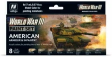 8 17ml Bottle WWIII American Armour Infantry Vallejo 70220 Hobby Model Paint Set