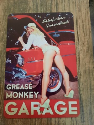Grease Monkey Garage Satisfaction Guaranteed 8x12 Metal Wall Sign 