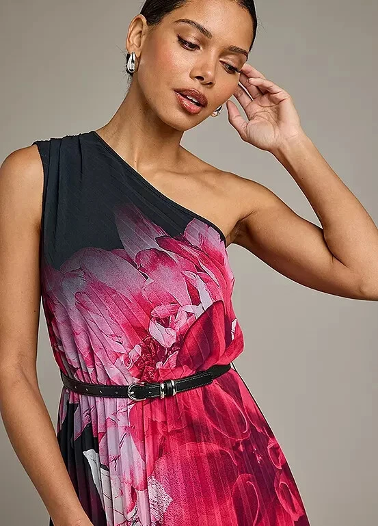 Kaleidoscope Robe Plissée Ceinturée Imprimé Floral Noir UK 10 - Photo 2/3