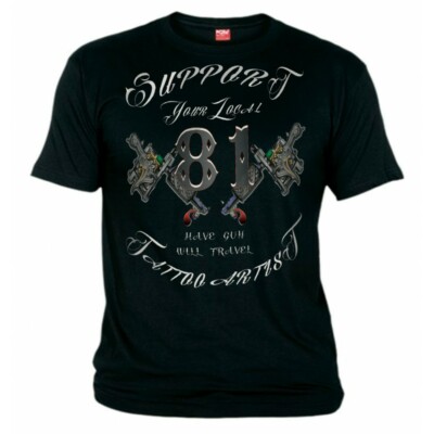 49 Hells Angels Tattoo Support81 Black T-Shirt