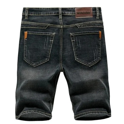 2025 pantaloncino uomo denim estivo nuovo classico nero blu sezione sottile moda slim - Foto 13 di 28
