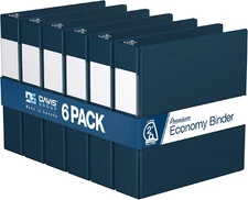 Premium Economy 6-Pack 3-Ring Binders for School or Office, D-Ring Binders, 2 In