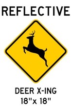DEER CROSSING SIGN 18"x18" 3M HIP Reflective Aluminum
