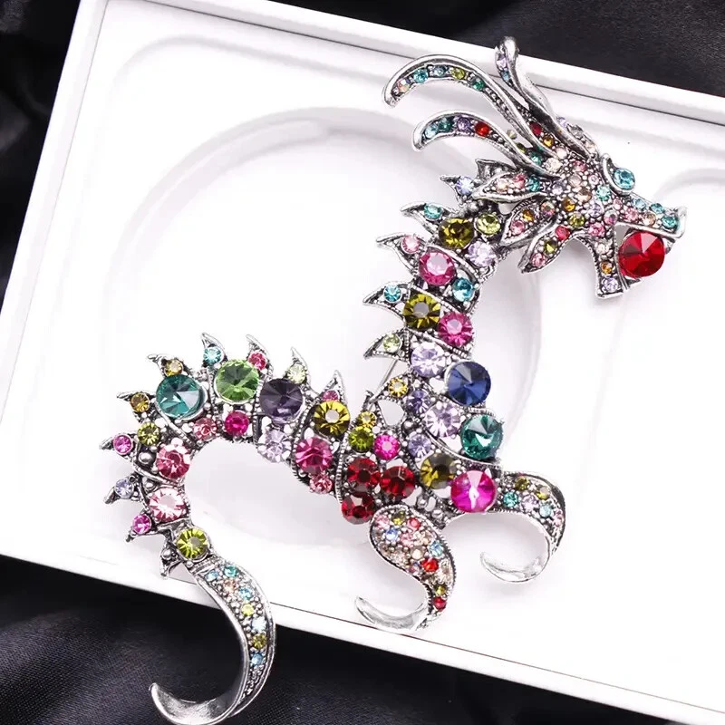 Дракон со стразами хрустальная брошь заколка сверкающие кристаллы уникальная брошь 6 x 10 см - Изображение 2 из 4