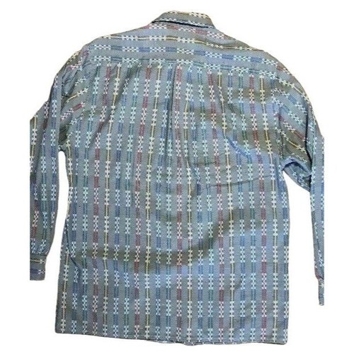 Vintage Warden Paris Button Down Shirt Geometric Pattern Made in France L - Picture 5 of 7