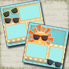 SUNGLASSES - 2 Premade Scrapbook Pages - EZ Layout 3222