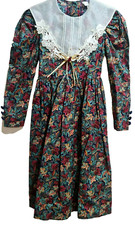 GIRLS Sz 8 L/S FALL LEAF PRINT WINTER PARTY HOLIDAY DRESS by BONNIE JEAN  EUC