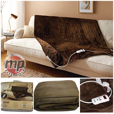 Braune Luxus weiche Heizdecke mit Timer & 10 Wärmestufen - 120x160cm